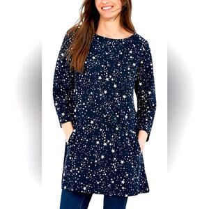 Joules Anise Bonfire Sky Star Print Knit Tunic Dress